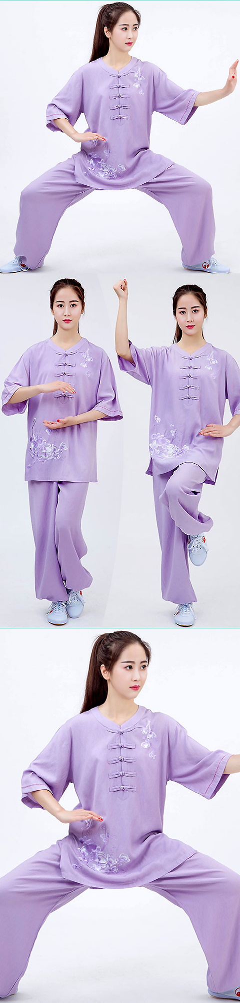 Mid-sleeve Embroidery Linen Taichi Kungfu Uniform (RM)