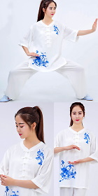 Mid-sleeve Embroidery Linen Taichi Kungfu Uniform (RM)