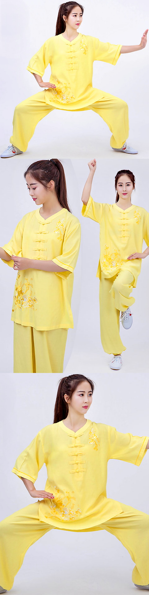 Mid-sleeve Embroidery Linen Taichi Kungfu Uniform (RM)