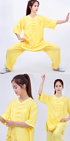 Mid-sleeve Embroidery Linen Taichi Kungfu Uniform (RM)