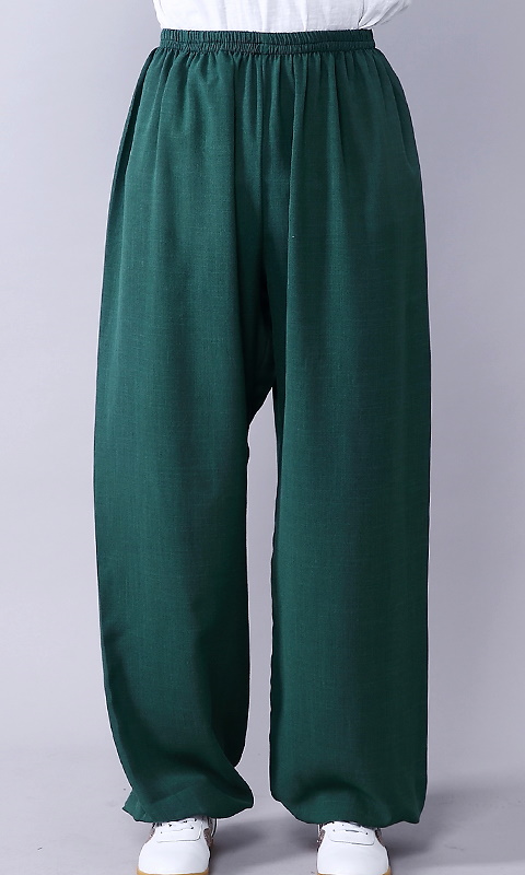 Professional Taichi Kungfu Pants - Cotton/Linen - Dark Green (RM)