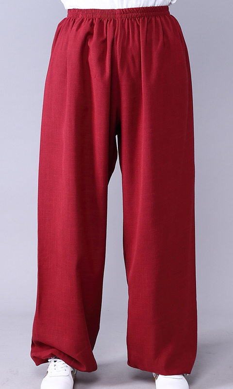 Professional Taichi Kungfu Pants - Cotton/Linen - Maroon (RM)