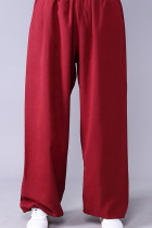 Professional Taichi Kungfu Pants - Cotton/Linen - Maroon (RM)