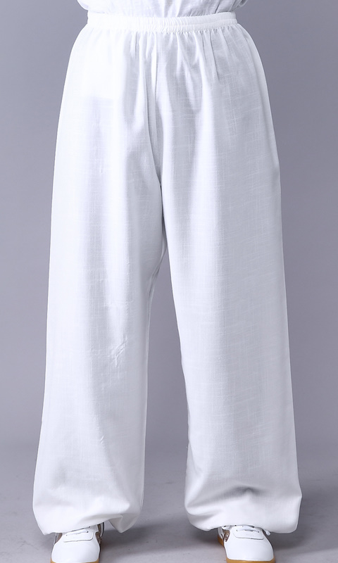 Professional Taichi Kungfu Pants - Cotton/Linen - White (RM)