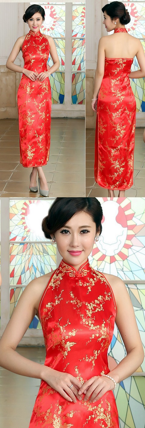 Cut-in Shoulders Bareback Brocade Cheongsam (RM)