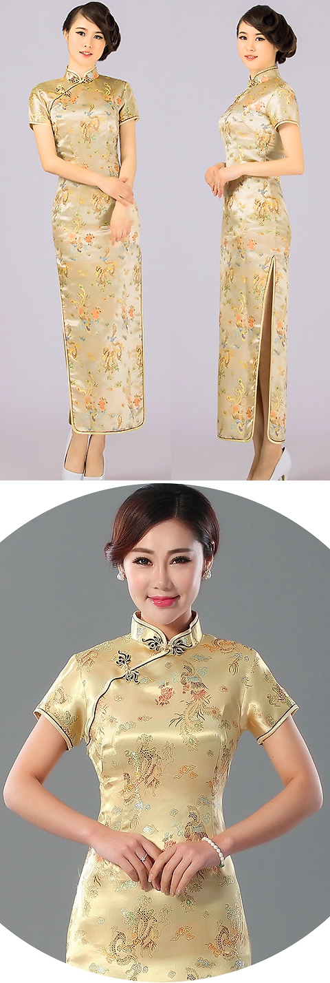 Short-sleeve Long-length Brocade Cheongsam (RM)