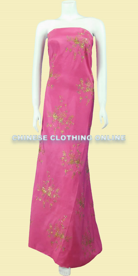 Fabric - Floral Embroidery Chameleon Thai Silk