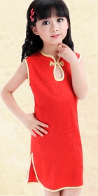 Girl's Sleeveless Jacquard Cheongsam Dress (RM)