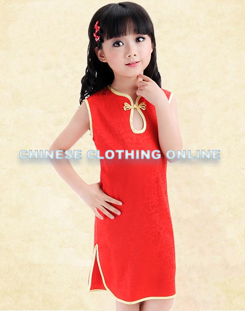 Girl's Sleeveless Jacquard Cheongsam Dress (RM)