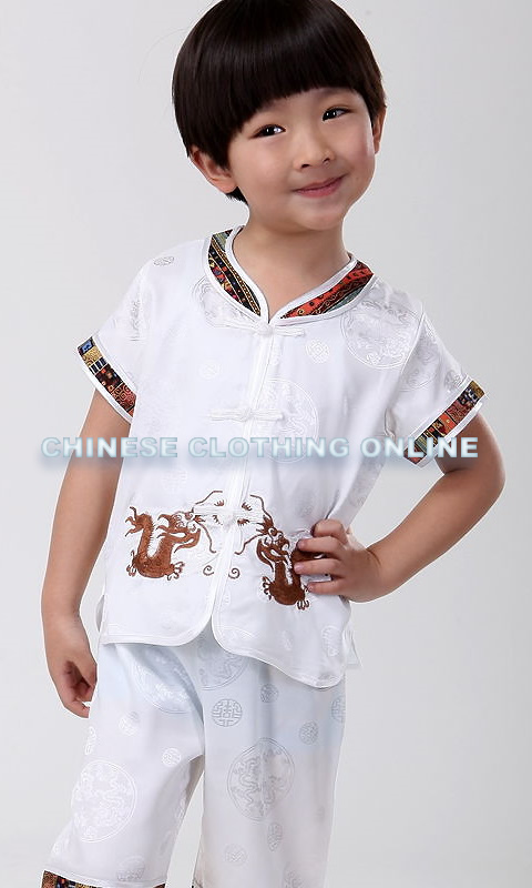 Boy's Short-sleeve Double-dragon Mandarin Suit (RM)