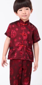 Boy's Short-sleeve Jacquard Mandarin Suit (RM)