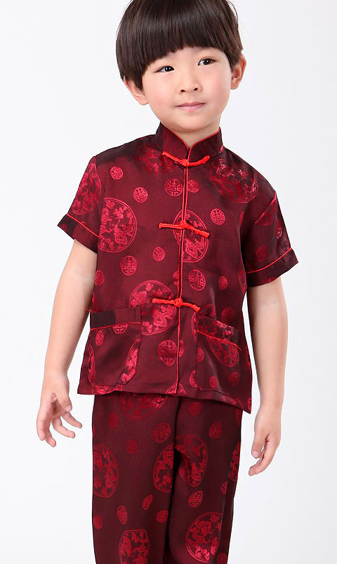 Boy's Short-sleeve Jacquard Mandarin Suit (RM)