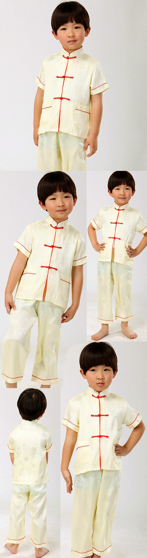 Boy's Short-sleeve Jacquard Mandarin Suit (RM)