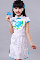 女童碗袖花卉刺繡旗袍 (成衣)