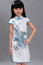 女童碗袖鳳凰刺繡旗袍 (成衣)