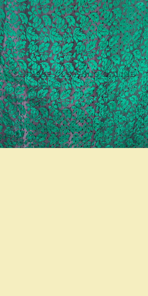 面料 - 透視繡花絲絨網紗（綠色）