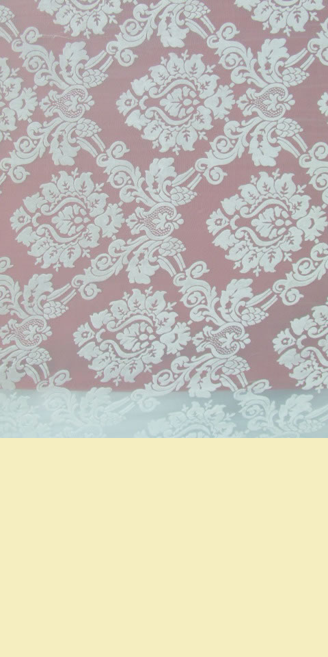 面料 - 透視繡花燒花絨網紗（白色）