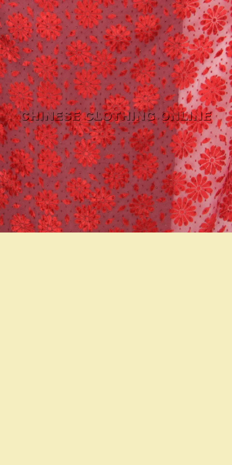 Fabric - See-through Embroidery Velvet Gauze (Red)