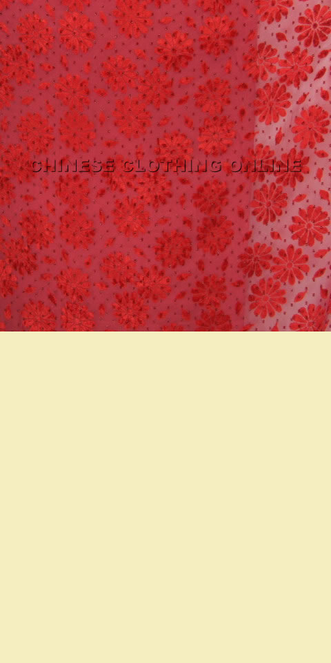 Fabric - See-through Embroidery Velvet Gauze (Red)