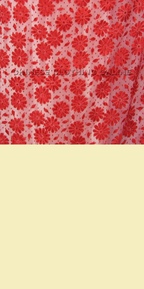 Fabric - See-through Embroidery Velvet Gauze (Red)