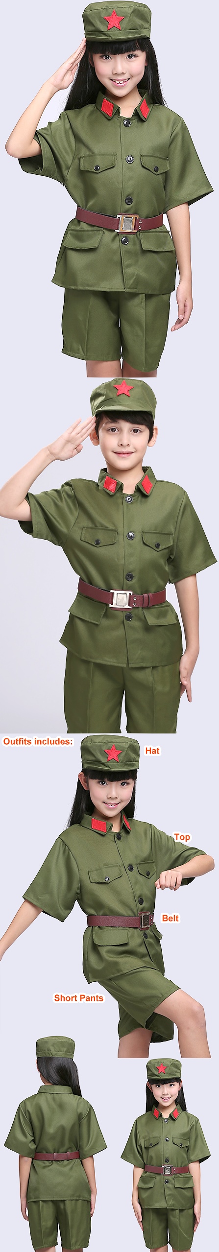 Kids' People's Liberation Army / Red Guard Outfit (Green)