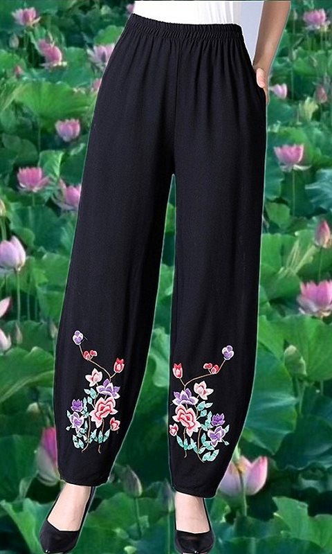 Mandarin Pants with Embroidery (RM)