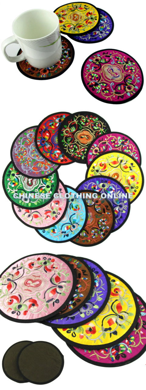 中國風刺繡布藝杯墊 (4個)