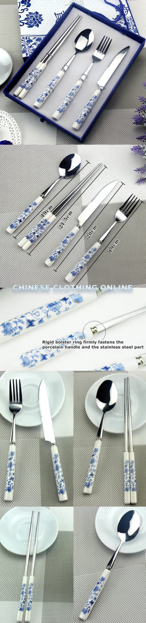 Stainless Steel w/ Porcelain handle Cutlery Set