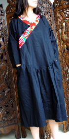 民族風漢式領長袖寬鬆連衣裙 (定做)