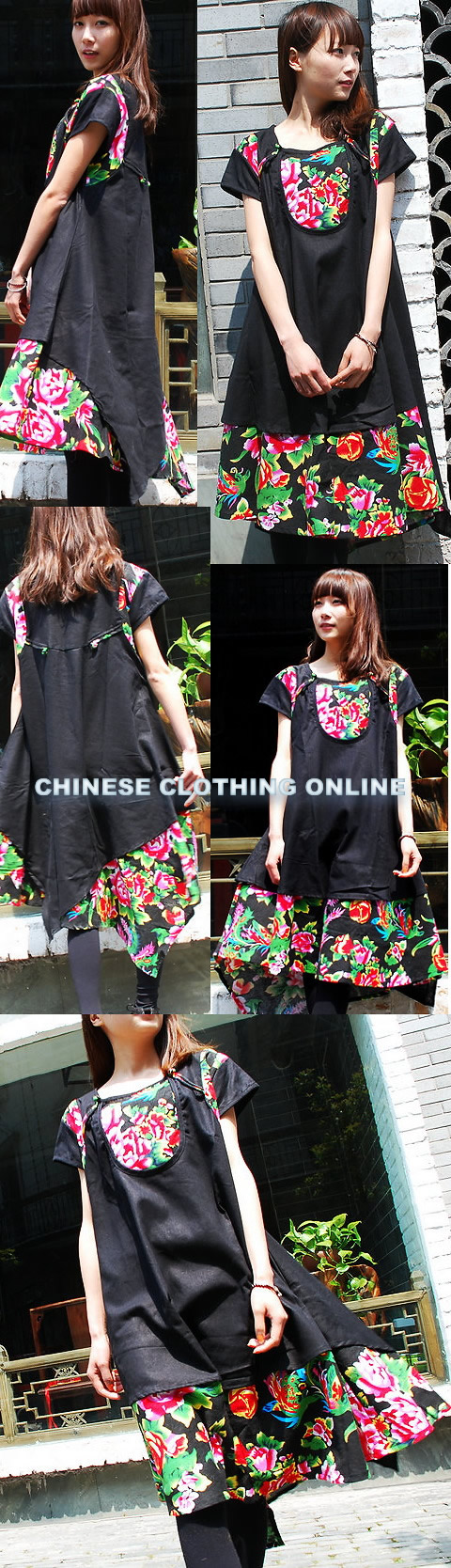 Ethnic Printing Dual-layer A-line Dress (CM)