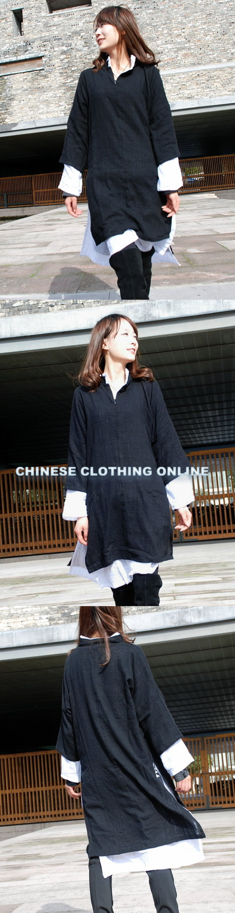 Long-sleeve Dual-layer Mid-length Cheongsam (CM)