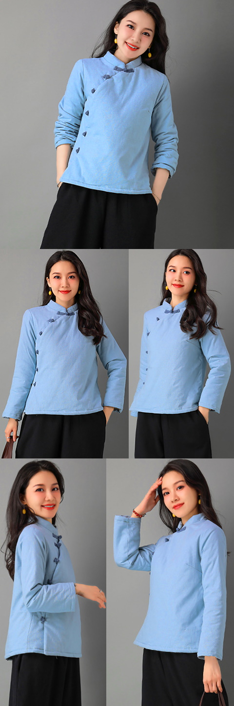 Long-sleeve Cotton-linen Wadded Jacket (CM)