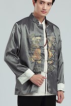 Mandarin Dual-dragon Embroidery Thai Silk Jacket (RM)