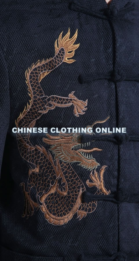 Mandarin Chenille Fabric Jacket with Embroidery Dragons (RM)