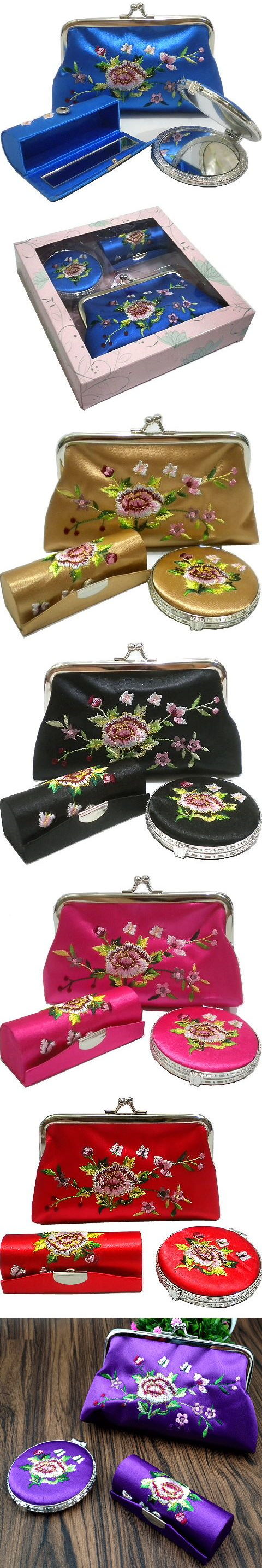 Set of Purse/mini-bag, Lipstick-case & Compact-mirror