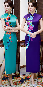 Long-length Silky Embroidery Cheongsam (CM/RM)