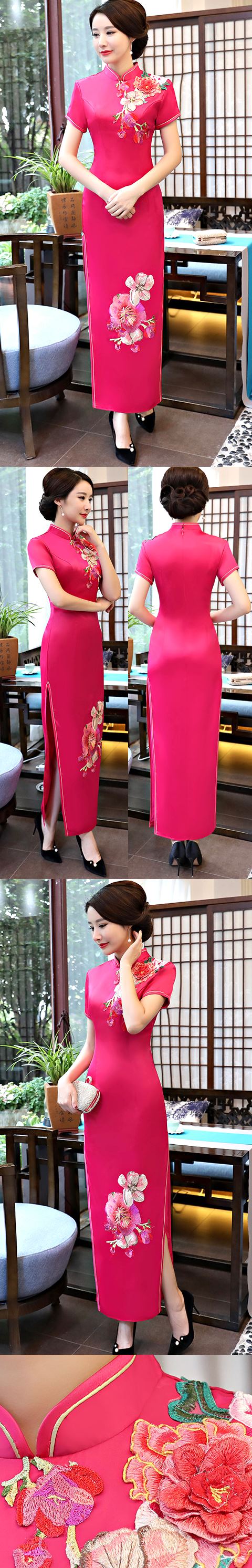 Long-length Silky Embroidery Cheongsam (CM/RM)
