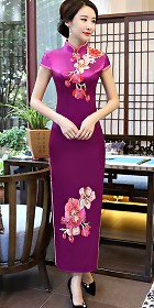 Long-length Silky Embroidery Cheongsam (CM/RM)