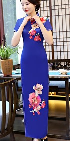 Long-length Silky Embroidery Cheongsam (CM/RM)