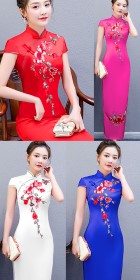 Bargain - Long-length Silky Embroidery Cheongsam (RM)