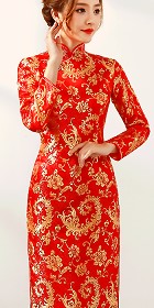 Long-sleeve Long-length Brocade Cheongsam (RM)