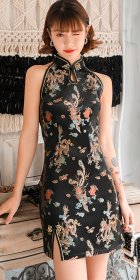 Cut-in-shoulder Short Brocade Cheongsam Dress (RM)