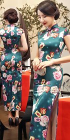 Long-length Silk Printing Cheongsam (RM)