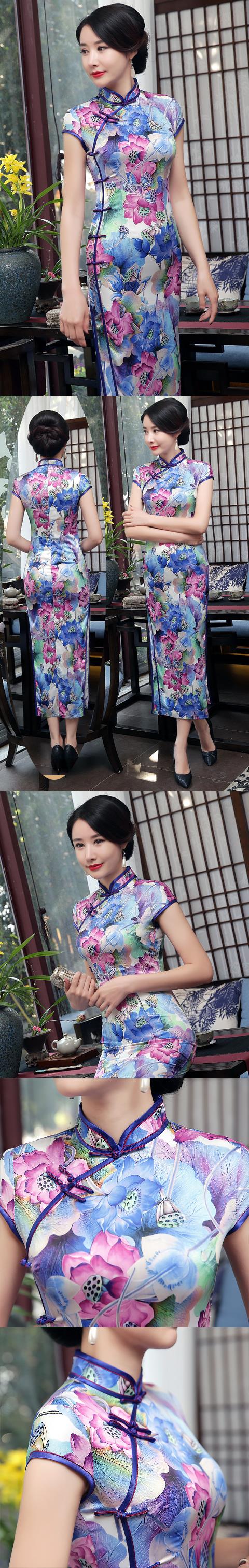 Long-length Silk Printing Cheongsam (RM)