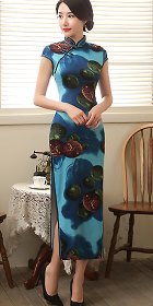 Long-length Silk Printing Cheongsam (RM)