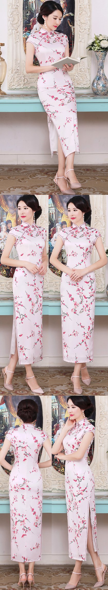 Long-length Silk Printing Cheongsam (RM)