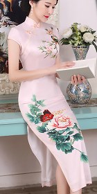 Long-length Silk Printing Cheongsam (RM)