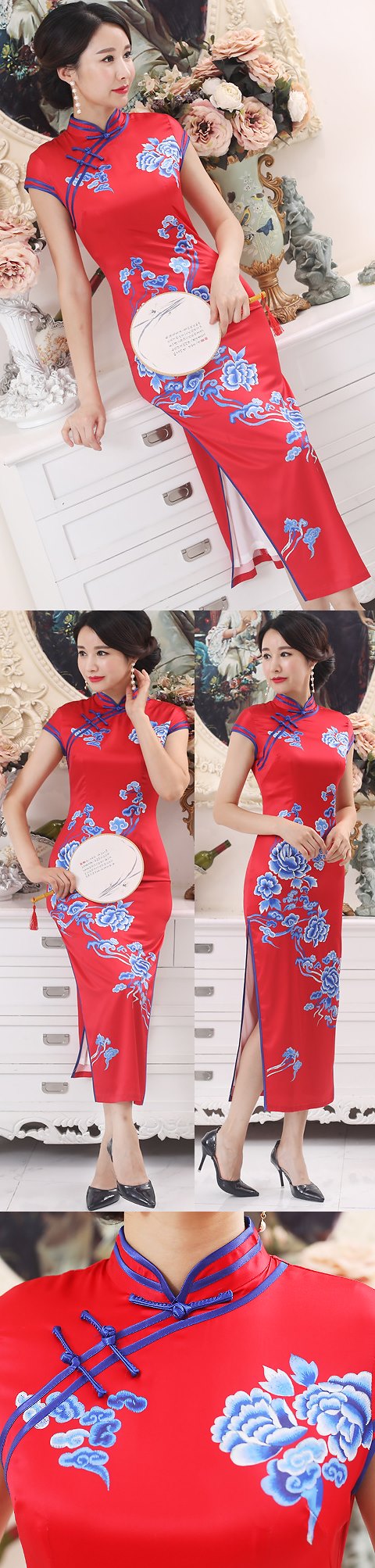 Long-length Silk Printing Cheongsam (RM)