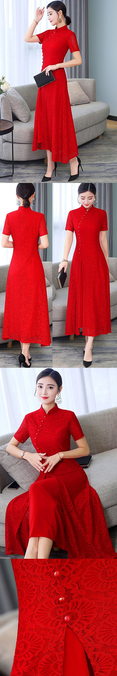 Long-length Dual-layer Embroidery Gauze Cheongsam (RM)