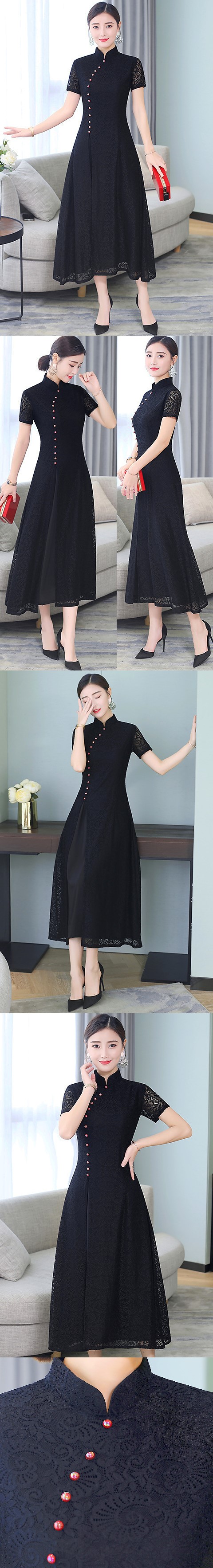 Long-length Dual-layer Embroidery Gauze Cheongsam (RM)